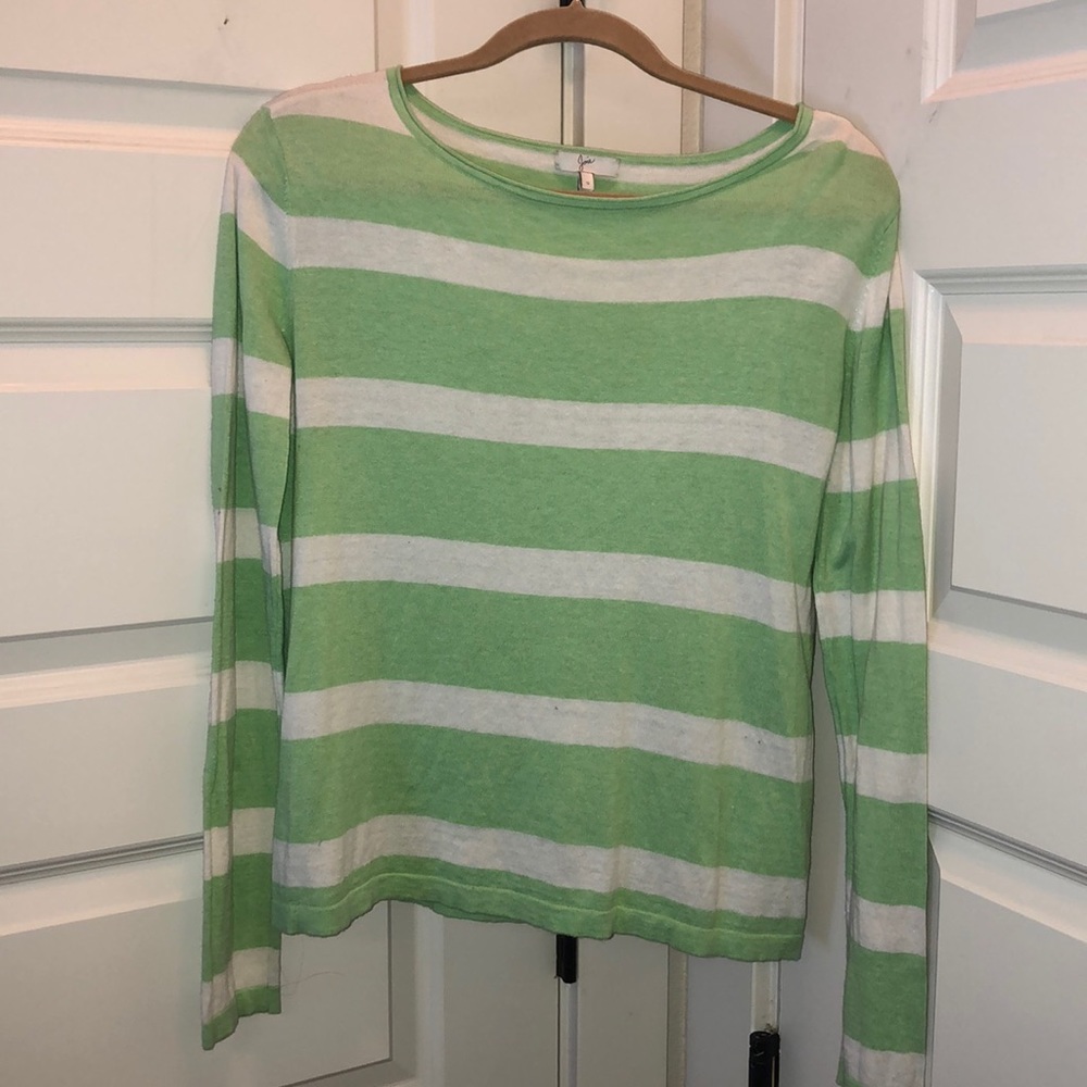 Joie cashmere blend white & green striped sweater
